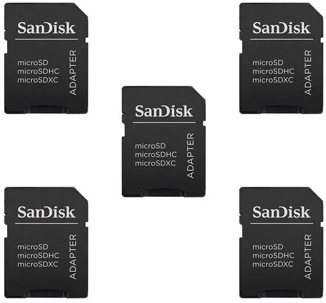 Main image of 5 Pack -Sandisk MicroSD MicroSDHC to SD SDHC Adapter. Works with Memory Cards up to 32GB Capacity (Bulk Packaged).