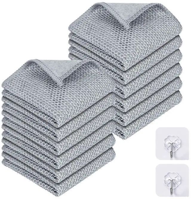 Main image of 12 PCS Non Scratch Wire Dishcloth, Multipurpose 2-Layer Silver Dish Cloth, Wire Mesh Cleaning Cloth for Wet & Dry Use, Wire Dishwashing Rag for Cookware, Dishes, Sinks, Stove Tops, 7.95 x 7.79