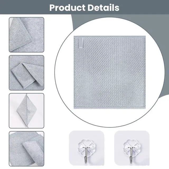 Alt view image 3 of 7 - 12 PCS Non Scratch Wire Dishcloth, Multipurpose 2-Layer Silver Dish Cloth, Wire Mesh Cleaning Cloth for Wet & Dry Use, Wire Dishwashing Rag for Cookware, Dishes, Sinks, Stove Tops, 7.95 x 7.79