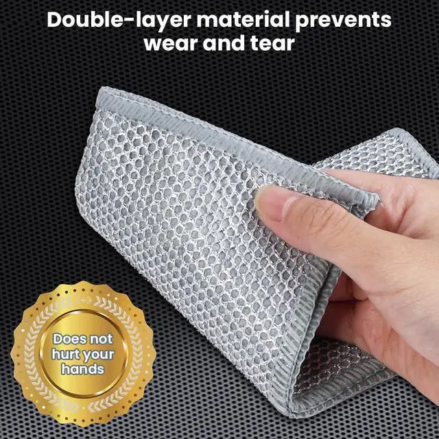 Alt view image 4 of 7 - 12 PCS Non Scratch Wire Dishcloth, Multipurpose 2-Layer Silver Dish Cloth, Wire Mesh Cleaning Cloth for Wet & Dry Use, Wire Dishwashing Rag for Cookware, Dishes, Sinks, Stove Tops, 7.95 x 7.79