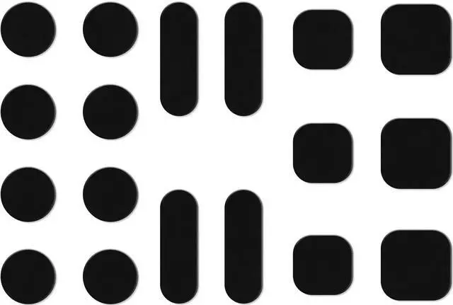 Main image of Universal Webcam Cover Stickers - Privacy Protection Accessory, No Residue Application, Safe Screen Closure - Dots,Squares and Bars, 18 Pieces - Black