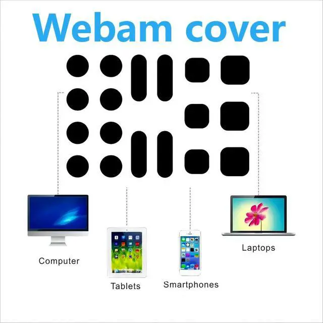 Alt view image 5 of 5 - Universal Webcam Cover Stickers - Privacy Protection Accessory, No Residue Application, Safe Screen Closure - Dots,Squares and Bars, 18 Pieces - Black