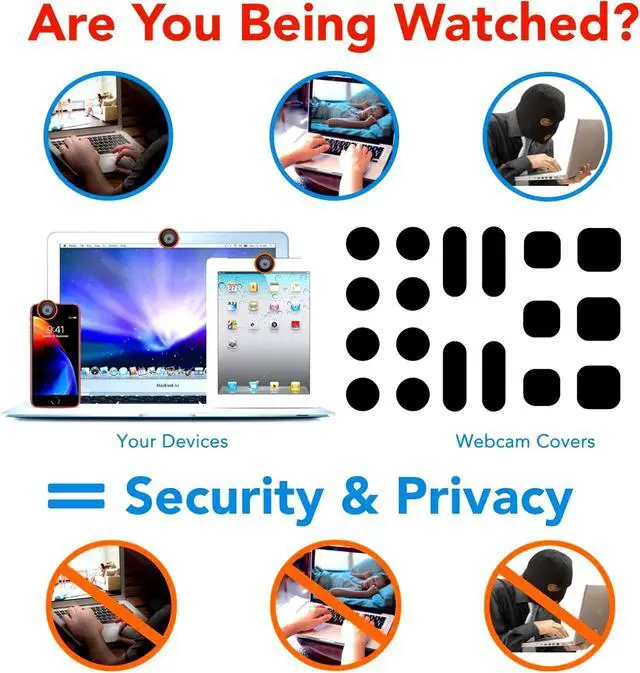 Alt view image 4 of 5 - Universal Webcam Cover Stickers - Privacy Protection Accessory, No Residue Application, Safe Screen Closure - Dots,Squares and Bars, 18 Pieces - Black