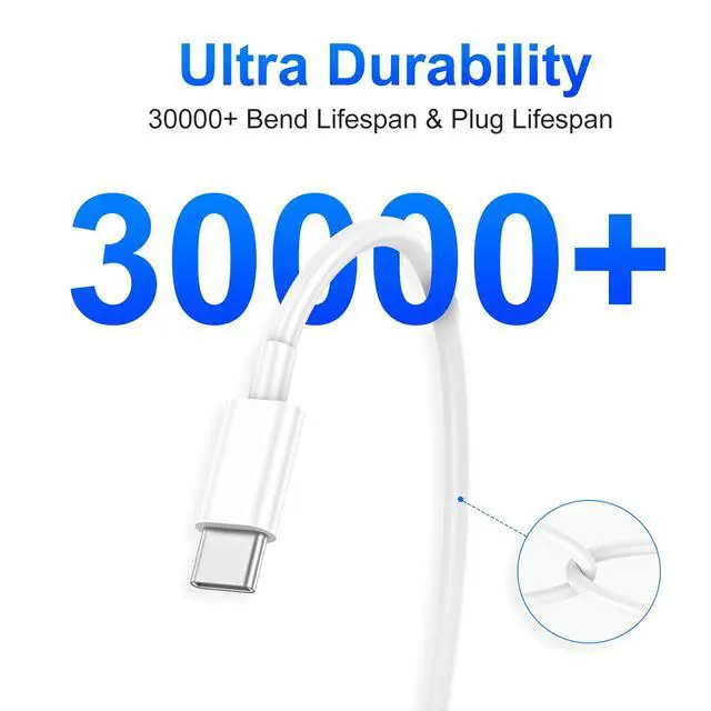 Alt view image 6 of 7 - 60W USB C to USB C Cable 3 Pack,3 Feet Type C Fast Charging Cord Charger Compatible for Samsung Galaxy S23 S22 S21 S20 Ultra, Note 20 10, Google Pixel 2/3/4, MacBook Pro/Air, iPad Pro (White)