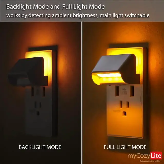 Alt view image 3 of 7 - Amber Night Light Plug in, Dual Light Modes Adjustable, Dusk to Dawn Sensor, Automatic ON Off, 2 Pack Night Lights Plug into Wall for Bedroom, Bathroom, Kitchen, Hallway, Stairway