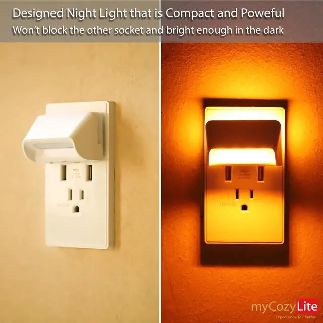 Alt view image 6 of 7 - Amber Night Light Plug in, Dual Light Modes Adjustable, Dusk to Dawn Sensor, Automatic ON Off, 2 Pack Night Lights Plug into Wall for Bedroom, Bathroom, Kitchen, Hallway, Stairway