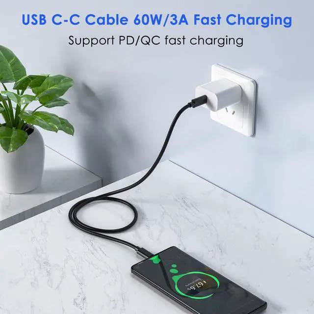 Alt view image 4 of 7 - USB C to USB C Cable (3.3FT, 2-Pack), Type C 60W Fast Charging Cable,10Gbps