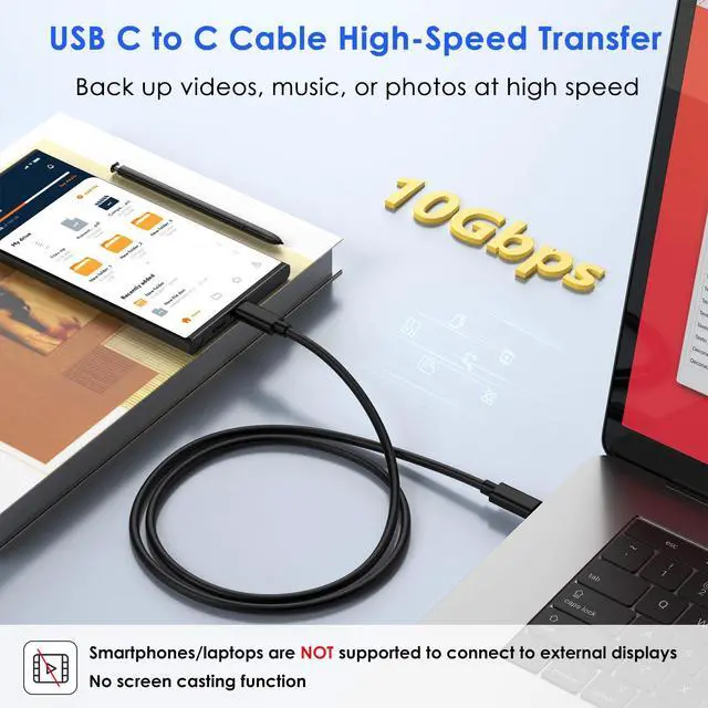 Alt view image 3 of 7 - USB C to USB C Cable (3.3FT, 2-Pack), Type C 60W Fast Charging Cable,10Gbps