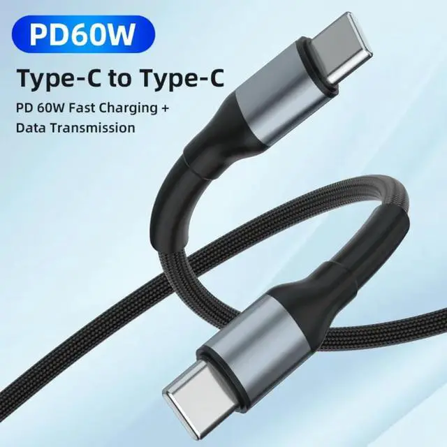Alt view image 2 of 6 - USB-C to USB-C 60W Fast Charger Cable, 480Mbps Speed, USB-IF Certified, for Fast Charging Apple iPhone 16/15, iPad, MacBook, Samsung Galaxy, Tablets, Laptops, 2 Pack (Gray, 3 ft)