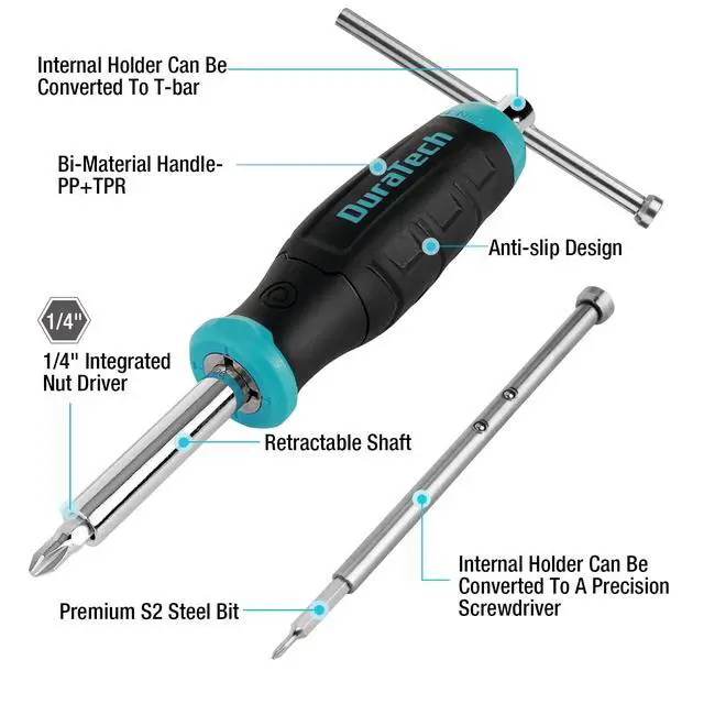 Alt view image 2 of 7 - Multi-Bit Screwdriver Set, 18-in-1 Precision T-Bar Repair Tool