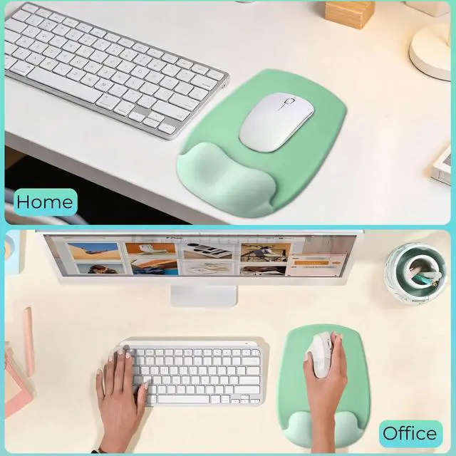 Alt view image 7 of 7 - Mouse Pad with Wrist Rest Support, Ergonomic Mousepad with Comfortable Gel Cushion, Gaming Mouse Pad with Smooth Lycra Surface & Non-Slip PU Base, for Home Office Computer Laptop, Green