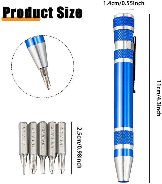Alt view image 2 of 5 - 4 PCS 8 In 1 Multitool Pen Screwdriver Mini Set Handy Tool, Magnetic Portable Screwdriver for Repairing Installing Hand Tool