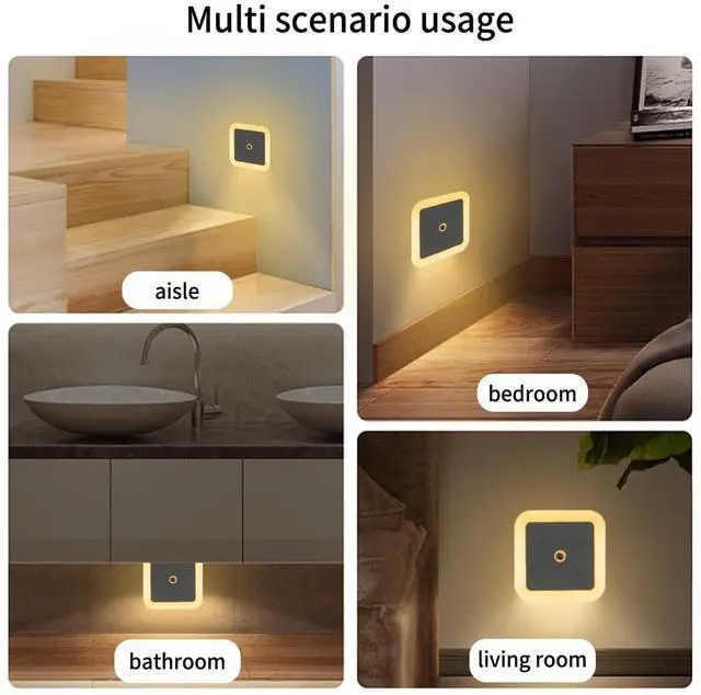 Alt view image 5 of 6 - Night Lights Plug into Wall,Dusk-to-Dawn Sensor with Automatically Turn on and Off Night Light Bedroom,Bathroom,Stairs,Warm, 4 Packs