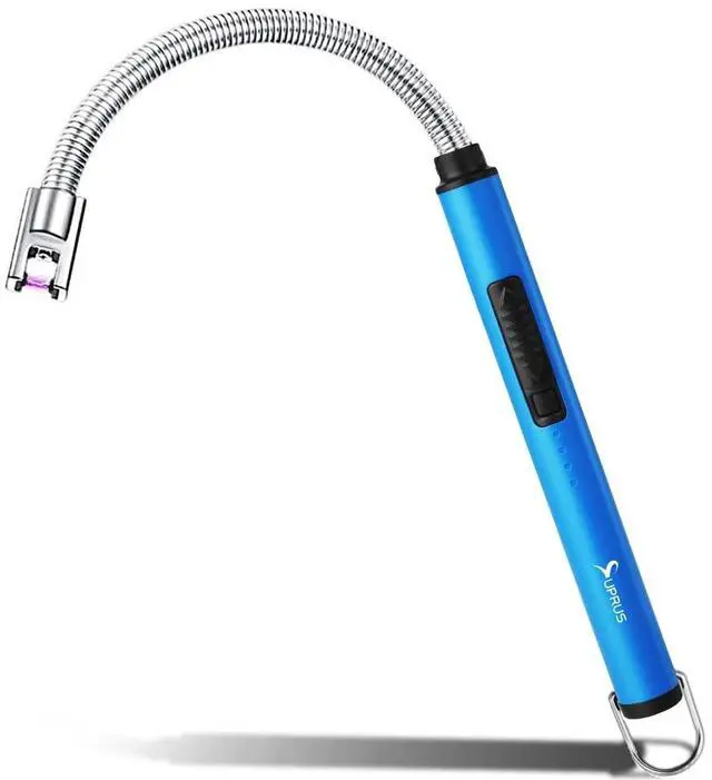 Main image of Fluorescent Lighter Glows in The Dark 360°Flexible Neck USB Rechargeable Windproof Triple Safety for Candle Cooking BBQ in Party (Blue)
