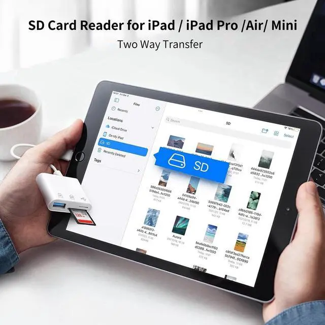 Alt view image 4 of 7 - SD Card Reader for iPhone, SD & Micro SD Memory Card Reader for iPad, Digital Camera Card Adapter with Dual Slots & USB Port, Trail Game Camera SD Card Viewer, Plug and Play