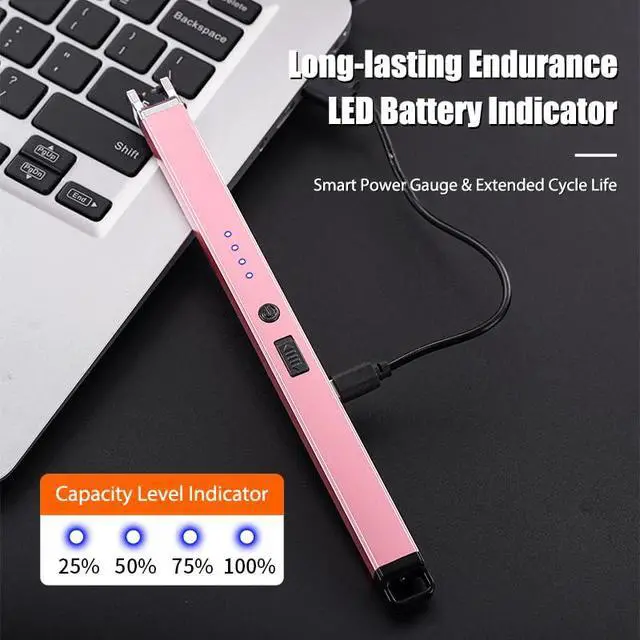 Alt view image 6 of 7 - Lighter Electric Arc Lighters for Candle, Long Neck Flameless & Windproof Rechargeable USB, Camping BBQ (Blue)