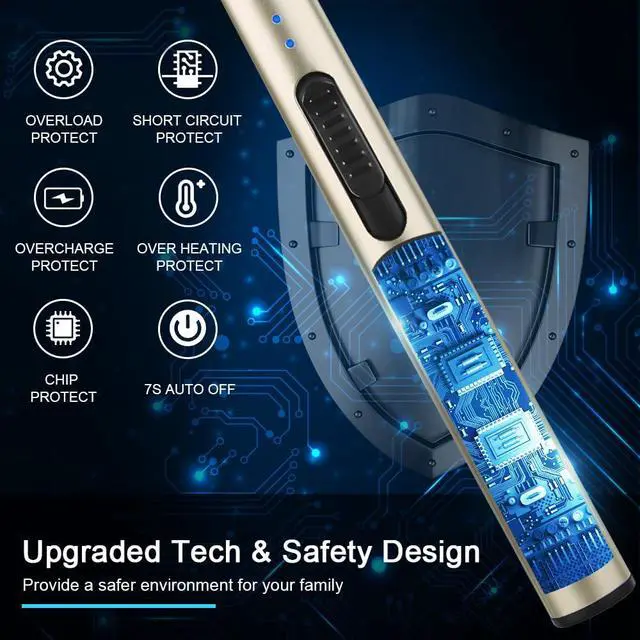Alt view image 4 of 7 - Electric Candle Rechargeable Lighter Arc Plasma Lighter for Candle Kitchen Camping Christmas Type-C Gold