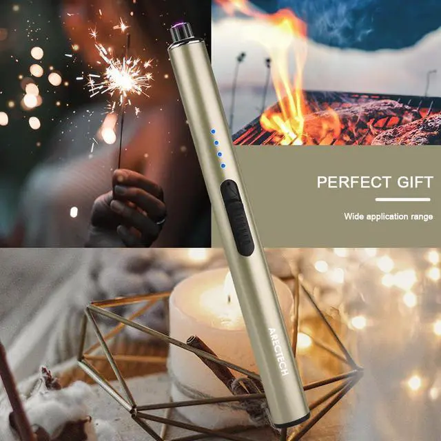 Alt view image 6 of 7 - Electric Candle Rechargeable Lighter Arc Plasma Lighter for Candle Kitchen Camping Christmas Type-C Gold