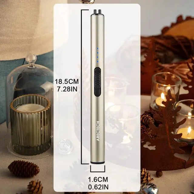 Alt view image 7 of 7 - Electric Candle Rechargeable Lighter Arc Plasma Lighter for Candle Kitchen Camping Christmas Type-C Gold