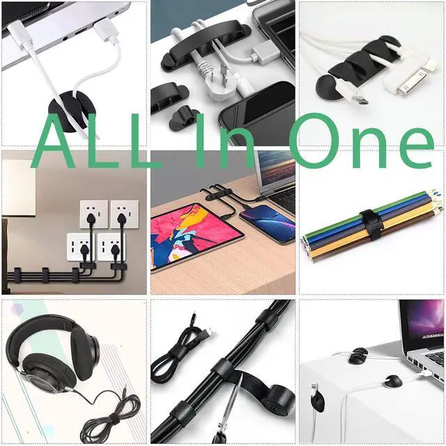 Alt view image 2 of 7 - 34pcs Cord Management Organizer Kit, Reusable Cable Ties Wire Organizer Set with Self-Adhesive Cable Clips for Desk Computer TV Home Office