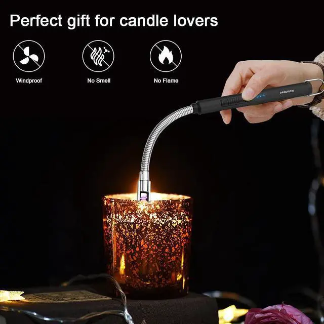 Alt view image 2 of 7 - Electric Arc Candle Lighter Flameless Rechargeable USB Long Lighter for Candle Cooking BBQs Fireworks Black