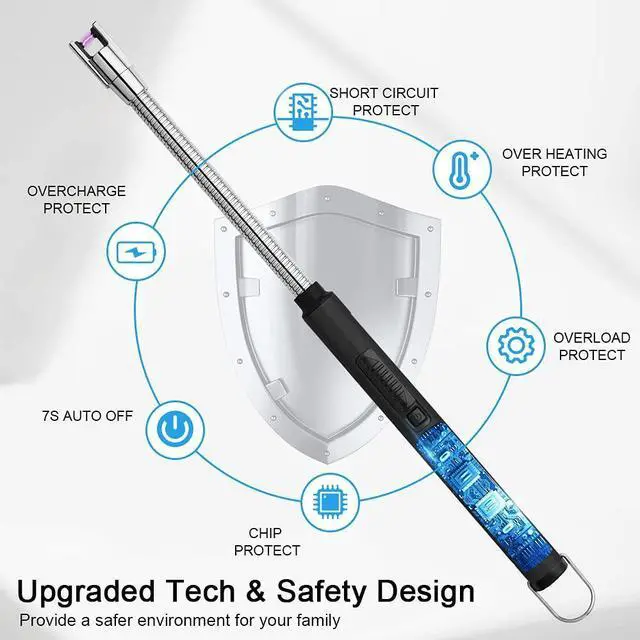 Alt view image 3 of 7 - Electric Arc Candle Lighter Flameless Rechargeable USB Long Lighter for Candle Cooking BBQs Fireworks Black