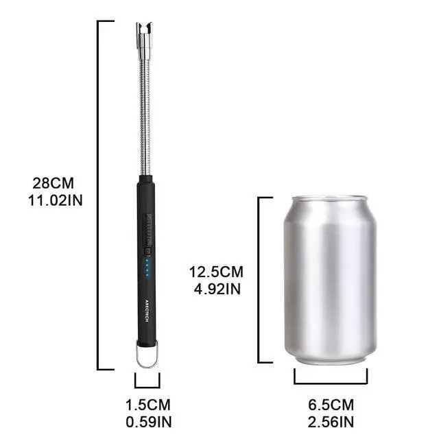 Alt view image 5 of 7 - Electric Arc Candle Lighter Flameless Rechargeable USB Long Lighter for Candle Cooking BBQs Fireworks Black