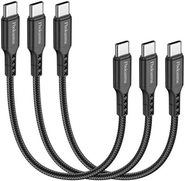 Main image of 1ft USB C to USB C Cable, 3-Pack 65W USBC to USBC Cord, 12inch Type C to C Charger Cable Fast Charging for iPhone 16 15 Pro Max/Plus, for Samsung Galaxy S24 S23 S22, for iPad/MacBook Pro/Air, Pixel