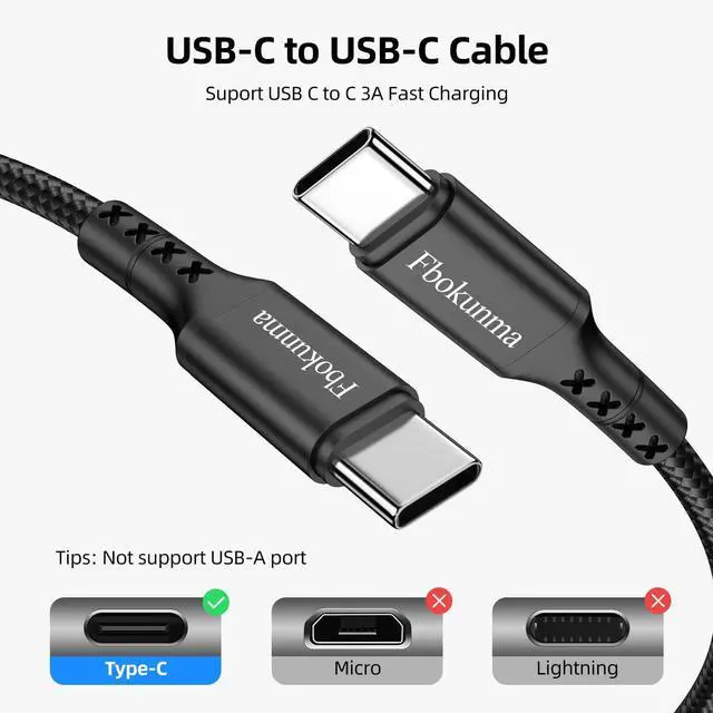 Alt view image 2 of 7 - 1ft USB C to USB C Cable, 3-Pack 65W USBC to USBC Cord, 12inch Type C to C Charger Cable Fast Charging for iPhone 16 15 Pro Max/Plus, for Samsung Galaxy S24 S23 S22, for iPad/MacBook Pro/Air, Pixel