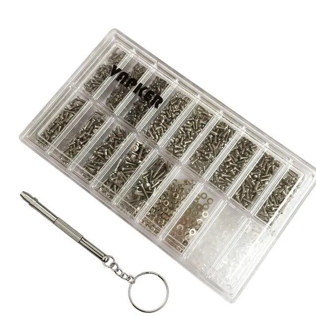 Alt view image 2 of 7 - 1000pcs Micro Eyeglass Sunglass Repair Screws, Nuts Assortment Stainless Steel Screws for Spectacles Watch with (Screwdriver)