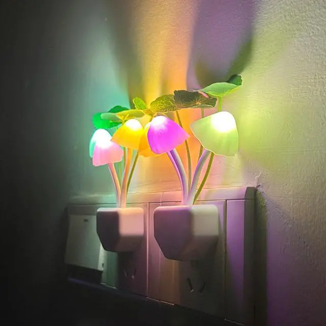 Alt view image 6 of 7 - Mushroom Night Light, Plug-in with Sensor, RGB LED Lamp, 2-Pack