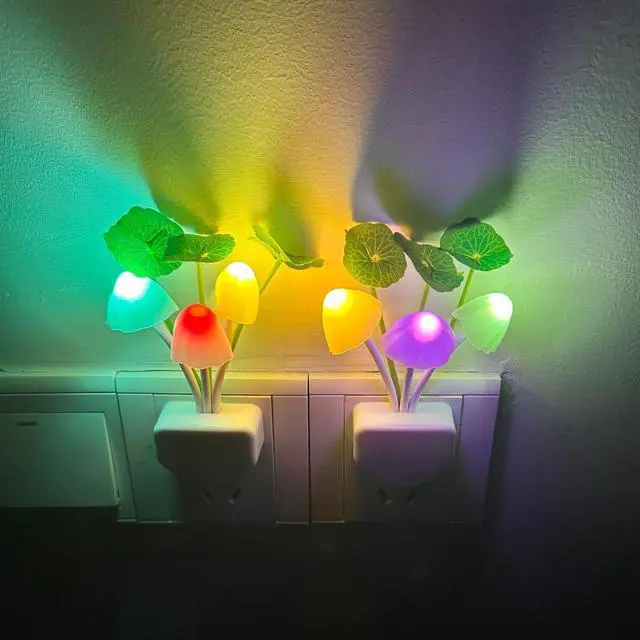 Alt view image 5 of 7 - Mushroom Night Light, Plug-in with Sensor, RGB LED Lamp, 2-Pack