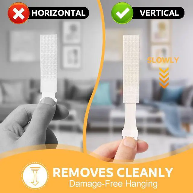 Alt view image 7 of 7 - Medium Picture Hanging Strips Heavy Duty,20-Pairs(40 Strips) Sticky Picture Hangers for Walls Hanging Without Nail,Damage Free No Nails Refill Adhesive Poster Frame Mounting, White