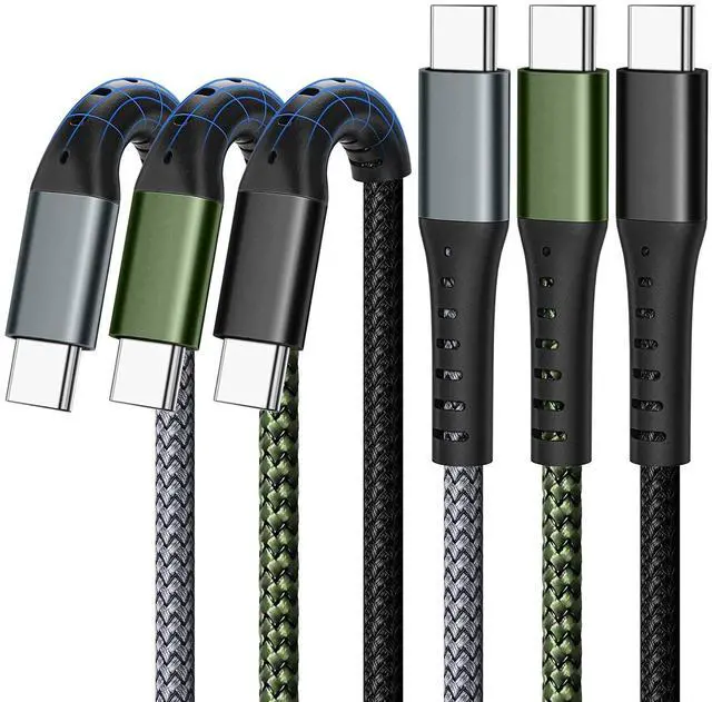 Main image of USB-C to USB-C 60W 3FT 3-Pack, Nylon Braided Fast Charging Cable