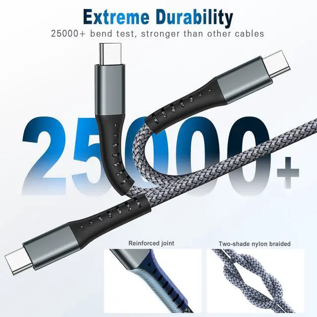 Alt view image 4 of 7 - USB-C to USB-C 60W 3FT 3-Pack, Nylon Braided Fast Charging Cable