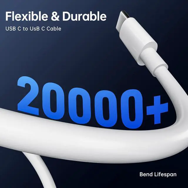 Alt view image 2 of 6 - Dual-Pack USB-C to USB-C Cable MacBook Pro Essential 6.6ft - Type c Charger Fast Charging Cord Supported for iPhone 15/16/17 Series, MacBook Air/Pro