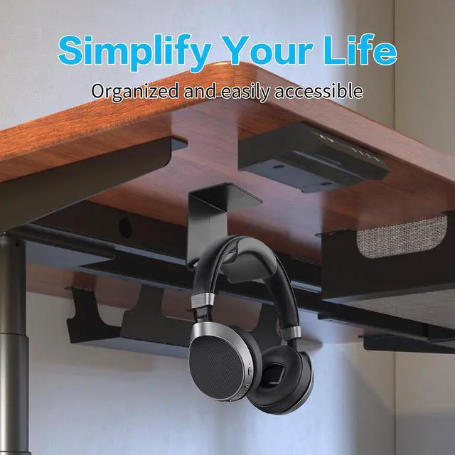 Alt view image 2 of 6 - Headset Hanger Holder Wall Mount, Sticky Headset Stand Holder Clip Under Desk for All Headphone/Controller (Black,Hanging Style)