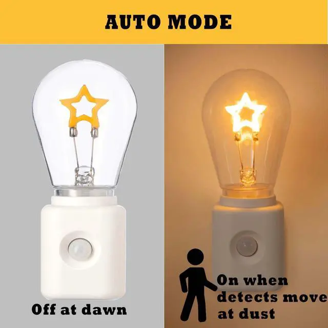 Alt view image 2 of 6 - Night Light,Led Night Lights Plug in, Motion Activated Nightlights Bulb Plug into Wall, Warm White, Dusk to Dawn Sensor, Adjustable Brightness 10-100LM, for Bedroom
