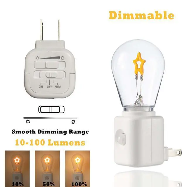 Alt view image 3 of 6 - Night Light,Led Night Lights Plug in, Motion Activated Nightlights Bulb Plug into Wall, Warm White, Dusk to Dawn Sensor, Adjustable Brightness 10-100LM, for Bedroom