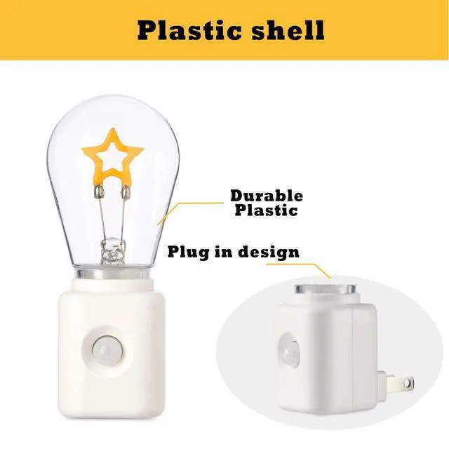Alt view image 5 of 6 - Night Light,Led Night Lights Plug in, Motion Activated Nightlights Bulb Plug into Wall, Warm White, Dusk to Dawn Sensor, Adjustable Brightness 10-100LM, for Bedroom