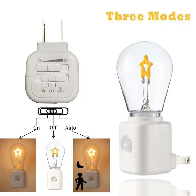 Alt view image 4 of 6 - Night Light,Led Night Lights Plug in, Motion Activated Nightlights Bulb Plug into Wall, Warm White, Dusk to Dawn Sensor, Adjustable Brightness 10-100LM, for Bedroom