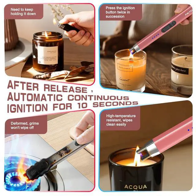 Alt view image 3 of 7 - Upgraded Electric Lighter, USB C Rechargeable Flameless Plasma Arc Lighters with LED Display, Windproof Candle Lighter for BBQ Camping Kitchen, Safety Lock, Gifts for Men Women (Rose Gold)