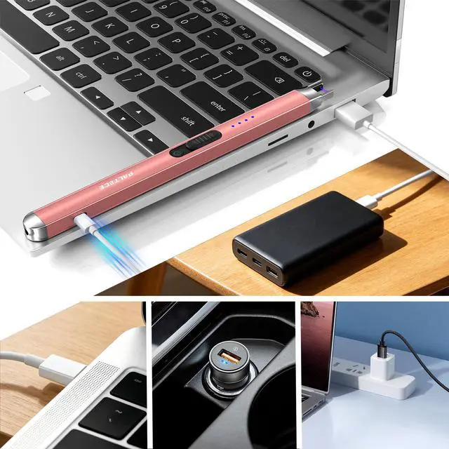 Alt view image 6 of 7 - Upgraded Electric Lighter, USB C Rechargeable Flameless Plasma Arc Lighters with LED Display, Windproof Candle Lighter for BBQ Camping Kitchen, Safety Lock, Gifts for Men Women (Rose Gold)