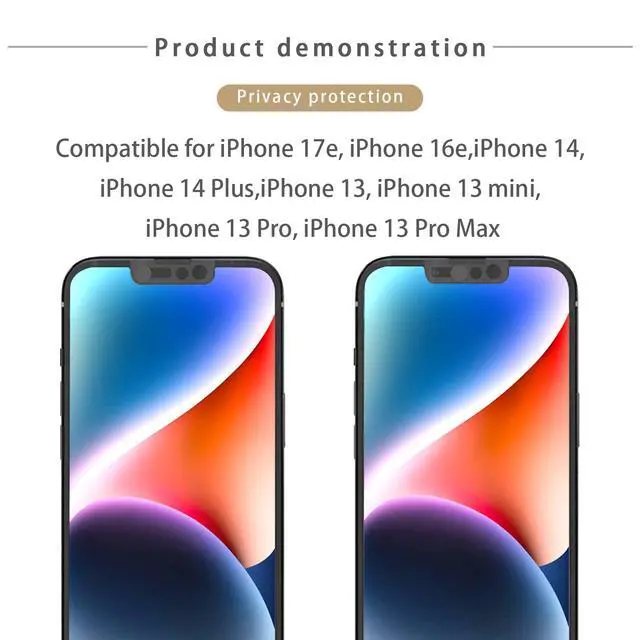 Alt view image 2 of 7 - Phone Front Camera Cover,Webcam Cover Compatible for iPhone 17e /16e / 14/14 Plus / 13/13 Mini /13 Pro / 13 Pro Max,Protect Privacy and Security,Not Affect Face ID, 2 Pack-Black