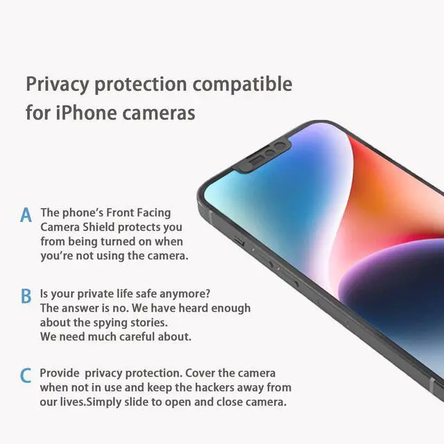 Alt view image 5 of 7 - Phone Front Camera Cover,Webcam Cover Compatible for iPhone 17e /16e / 14/14 Plus / 13/13 Mini /13 Pro / 13 Pro Max,Protect Privacy and Security,Not Affect Face ID, 2 Pack-Black
