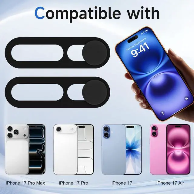 Alt view image 3 of 7 - Front Camera Covers Compatible with iPhone 17/17 Air / 17 Pro/ 17 Pro Max | Camera Blocker for Privacy and Safety | 2Pack | Black