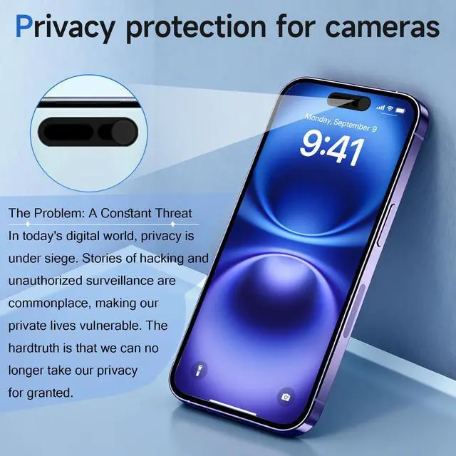 Alt view image 5 of 7 - Front Camera Covers Compatible with iPhone 17/17 Air / 17 Pro/ 17 Pro Max | Camera Blocker for Privacy and Safety | 2Pack | Black