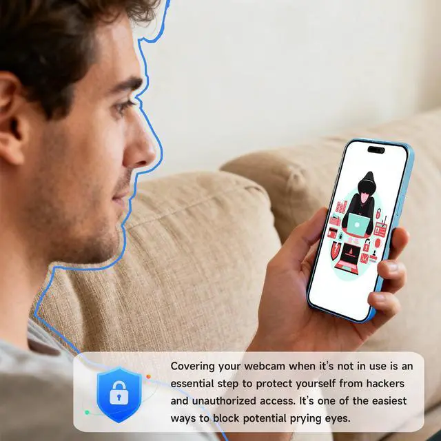 Alt view image 6 of 7 - Front Camera Covers Compatible with iPhone 17/17 Air / 17 Pro/ 17 Pro Max | Camera Blocker for Privacy and Safety | 2Pack | Black