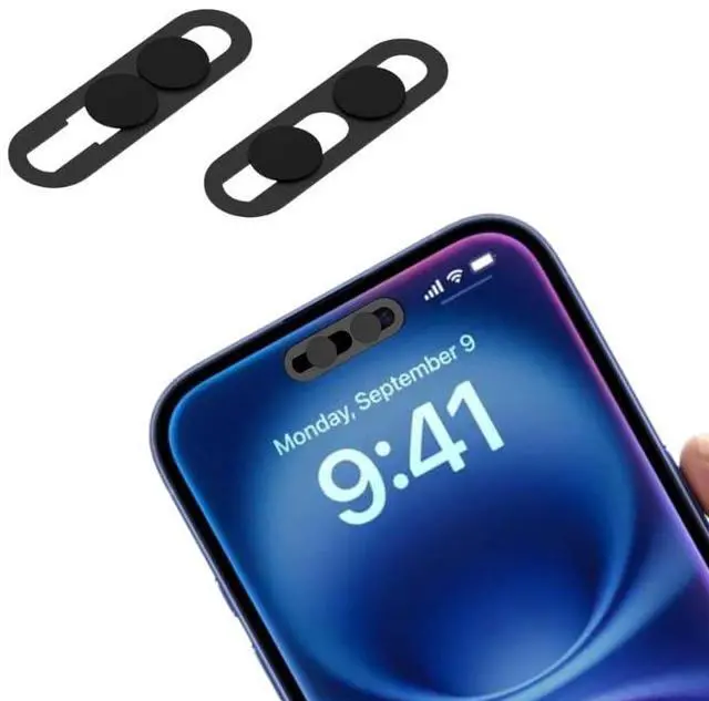 Main image of Front Camera Privacy Cover, Camera Protector Compatible with iPhone 16/16Plus/16Pro/16 Pro Max/15/15Plus/15Pro/15 Pro Max/14Pro/14 Pro Max,, On/Off Face Recognition , Strong Adhesive-Black, 2 Pack