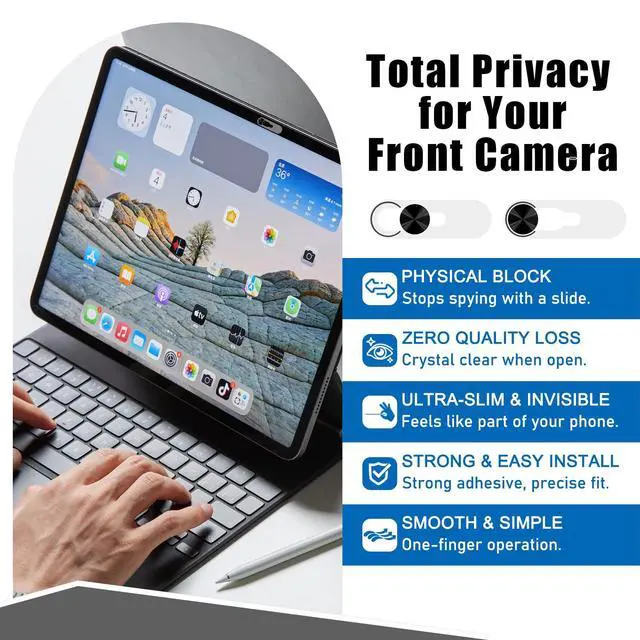 Alt view image 5 of 7 - Privacy Camera Cover,Webcam Cover Compatible for iPad/iPad Pro/iPad Air/iPad mini/Galaxy Tab S11/Galaxy Tab Sll Ultra,Protect Privacy and Security,Camera Slide Protection,2 Pack-Black